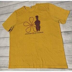 Cincinnati Art Museum Graphic T Shirt Modern Size 2XL Yellow Logo Statue